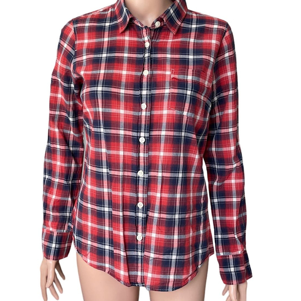 J. Crew Checkered Button Up Shirt Women Sz S slightly used